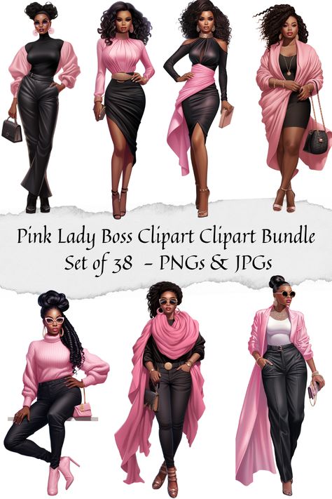 Lady Power, Fashion Png, Planner Clipart, Office Girl, Fashion Clipart, Black Lady, Lady Boss, Girl Clipart, Woman Art