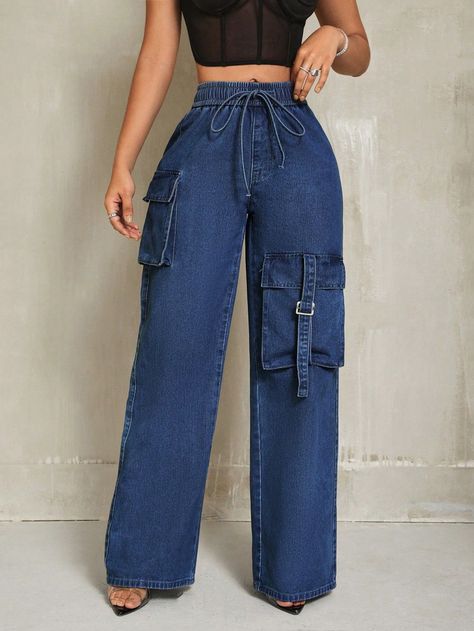 Jean Trousers Outfit, Jeans Trousers Women, Denim Style Casual, Neat Casual Outfits, Denim Shorts Outfit, Casual Chic Outfits, 2piece Outfits, Jeans Outfit Women, Denim On Denim