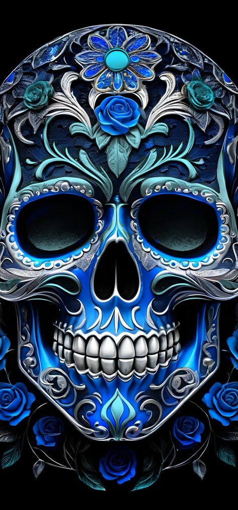 Decorative sugar skull Sugar Skull Art Painting, Black Design Wallpaper, Signs Room Decor, Sugar Skull Art Drawing, Sugar Skull Wallpaper, America Flag Wallpaper, Halloween Live Wallpaper, Colorful Skull Art, Black Skulls Wallpaper