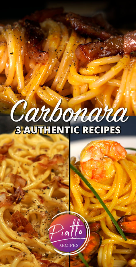 Check out our collection of authentic 'carbonara' recipes! Including..
* Traditional Carbonara (as Italians make it today!)
* WWII Carbonara (one of the lengendary 'first' carbonara recipes)
* Seafood Carbonara— yes, this too is a thing in Italy.

Recipes and Video Recipe: https://www.piattorecipes.com/?s=carbonara Crab Carbonara Pasta, Carrabas Recipes, Carbonara Authentic, Seafood Carbonara, Authentic Carbonara, Carbonara Pizza, Carbonara Recipes, Traditional Carbonara, Artificial Crab