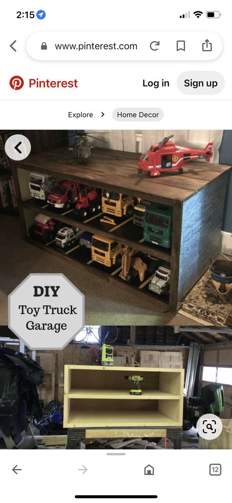 Truck Garage, Mini Garage, Toy Room Organization, Kids Bedroom Boys, Diy Cabinet, Truck Storage, Toy Room, Playroom Ideas, Toddler Bedrooms