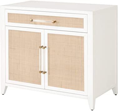 Scandinavian Nightstand, Acrylic Hardware, Rattan Door, White Rattan, Door Chest, White Chests, Nightstand Storage, Media Cabinet, White Brass