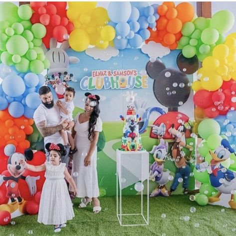 Mickey Mouse Clubhouse Backdrop Ideas, Mickey And Friends Party Decoration, Mickey Mouse Clubhouse Balloon Garland, Mickey Mouse Clubhouse Party Decorations, Mickey Funhouse Birthday, Mickey Clubhouse Party Decorations, Mickey Mouse Clubhouse Decorations, Mickey Mouse Clubhouse Birthday Party Decorations, 3rd Birthday Pictures