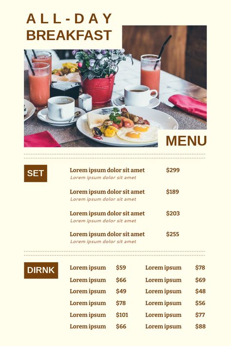 This menu template is a great starting point for your next design project. It is professionally designed and will help you deliver your message more effectively. Simple Breakfast Menu, Breakfast Menu Design, Vegan Mcdonalds, All Day Breakfast, Menu Design Inspiration, Mcdonalds Breakfast, Breakfast Menu, Menu Items, Menu Template