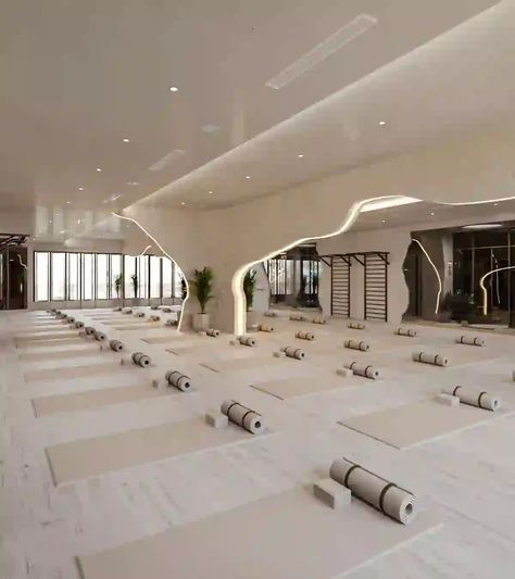 Pilates And Yoga Studio, Luxury Yoga Studio, Yoga Interior Design, Pilates Yoga Studio, Yoga Room Design, Gym Design Interior, Spa Interior Design, مركز ثقافي, Yoga Studio Design