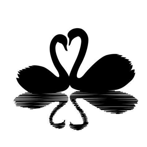 Couple swan silhouette and reflection Fr... | Free Vector #Freepik #freevector #character #cartoon #bird #animal Swan Drawings, Swan Vector, Swan Silhouette, Black Swan Tattoo, Swan Heart, Swan Drawing, Lake Portrait, Swan Tattoo, Swan Pictures