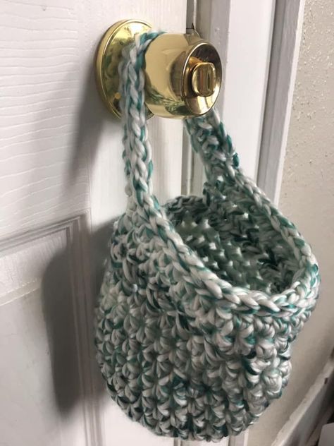 Chunky crochet hanging basket, white and teal, car trash bin Car Trash Bag Diy, Crochet Hanging Basket, Crochet Hanging, Car Trash Bag, Crochet Car, Trash Bin, Car Trash, The Shift, Super Bulky