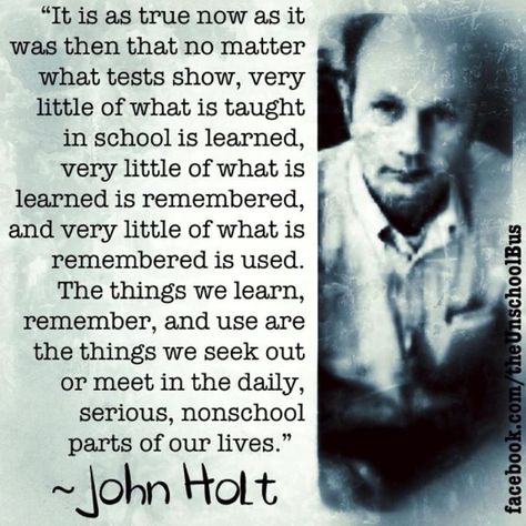 Wise words from John Holt unschool unschooling unschooled free range life learning un school fun Pioneer Quotes, Homeschool Motivation, Unschooling Quotes, Radical Unschooling, Respectful Parenting, Ambleside Online, John Holt, Curiosity Approach, Natural Learning