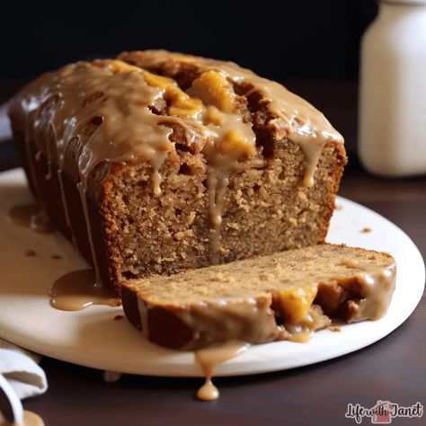 Salted Caramel Banana Bread Caramel Banana Bread, Roasted Banana, Caramel Icing, Caramelized Bananas, Caramel Frosting, Fruit Bread, Caramel Topping, Banana Nut Bread, Caramel Cake