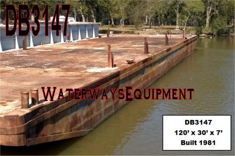 DB3147 - 120' x 30' x 7' DECK BARGE Barges For Sale, Gold Mining, Boats, Sci Fi, Floating, Built In, France, Water, For Sale