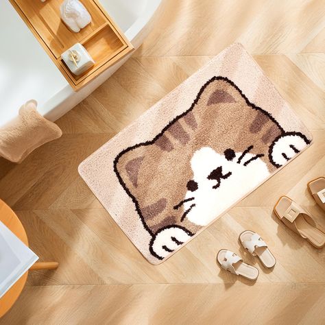 PRICES MAY VARY. 🐈 Adorable Cat-Themed Designs: Choose from various playful designs like a classic kitty face and a whimsical "Hello" with fish motifs to brighten any space—perfect for bathrooms, kitchens, or Airbnb decor. 🐈 Dimensions: Each mat measures 19.7" x 31.5" (50cm x 80cm), 0.6" (1.5 cm) thickness. Easy to place and fits seamlessly beside your tub or shower. 🐈 Easy to Clean & Maintain: Durable, machine washable, and designed to retain their color and texture, these mats are a practic Cat Themed Decor, Sanrio Home Decor, Cat Themed Nursery, Cat Themed Furniture, Cute Bathroom Themes, Cat Bathroom Decor, Cat Themed Bedroom, Cat Room Decor, Theme Bathroom