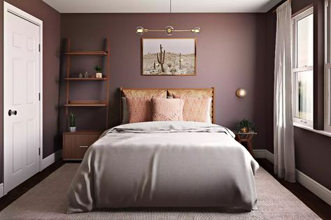 Aubergine Bedroom, Classic Contemporary Bedroom, Mauve Bedroom, Tv Bedroom, Couples Vintage, Mauve Walls, Vintage Bedroom Decor, Contemporary Bedroom Design, Bedroom Decor For Couples