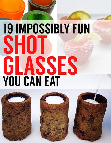 Milk and cookie shots, strawberry margarita jello shots, shot glasses made out of airheads?!? YES PLEASE! Edible Shot Glasses, Shot Glass Mold, Alcoholic Desserts, Pudding Shots, Fun Shots, Adult Drinks, Party Drinks, Shot Glasses, Cocktail Drinks