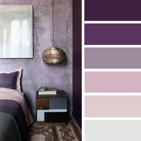 Bedroom Colors Purple, Palette Illustration, Best Bedroom Colors, Bedroom Purple, Bedroom Color Combination, Purple Bedrooms, Bedroom Colour Palette, Purple Color Palettes, Purple Bedroom