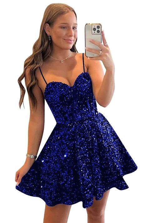 Glitter Homecoming Dress, Royal Blue Homecoming Dresses, Mitzvah Dresses, Homecoming Dresses For Teens, Cute Formal Dresses, Sequin Homecoming Dress, Sparkly Prom Dresses, Cute Homecoming Dresses, Sequin Short