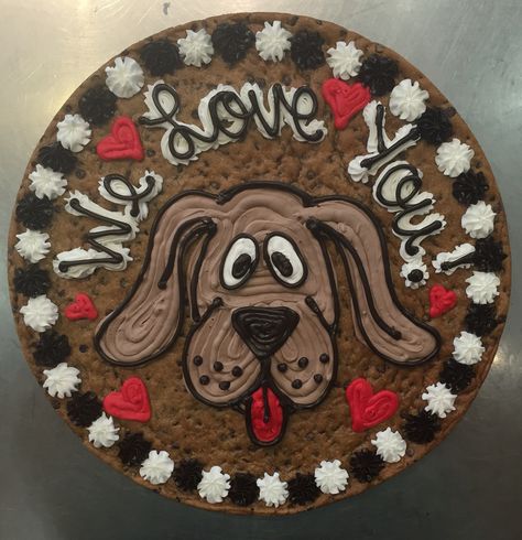 Puppy Cookie Cake, Frosting Decorating, Message Cookies, Big Cookies, Valentine Cookies Decorated, Large Cookies, Cookie Cake Designs, Frosting Flowers, Cookie Decorations