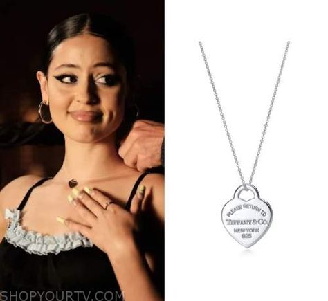 Euphoria: Season 2 Episode 4 Maddy's Silver Heart Necklace | Shop Your TV Return To Tiffany Necklace, Maddy Perez, Tiffany And Co Jewelry, Necklace Outfit, Worn On Tv, Dainty Diamond Necklace, Tiffany Necklace, Wardrobe Clothes, Small Necklace