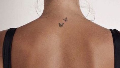 Butterfly Tattoo Nape Of Neck, Butterfly Behind Neck, Butterfly Tattoo Nape, Butterfly Behind Neck Tattoo, Tatoos Butterfly Woman, Nape Of Neck Tattoo For Women, Butterfly Tattoo Behind Neck, Behind The Neck Tattoos For Women, Behind Shoulder Tattoos For Women