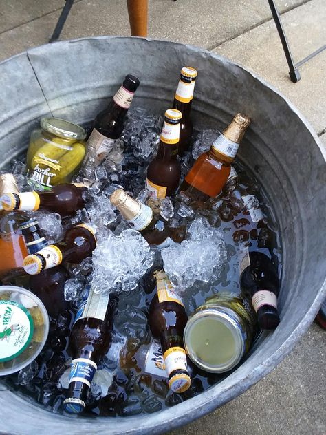 Outdoor cooler Drinks Cooler Ideas Outdoor Parties, Cottagecore Backyard, Barbecue Ideas, Beer Truck, Outdoor Cooler, Beer Bucket, Beer Cooler, Slytherin Aesthetic, Dive Bar