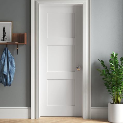 Since bathroom doors are permanent fixtures in your house, it’s important to pick high-quality materials in a style you’ll love for years to come. Shaker Doors Interior, Interior Shaker Doors, Bathroom Door Ideas, Panel Doors Interior, Shaker Interior, Flat Panel Doors, Interior Door Styles, Inside Doors, Shaker Doors