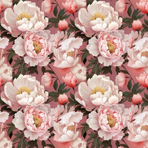 Pink And White Peonies, Peony Pattern, Ethnic Pattern Design, Realistic Illustration, Border Embroidery Designs, Border Embroidery, White Peonies, Pink Peony, Ethnic Patterns