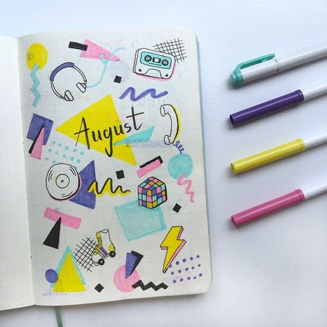 Journal Monthly Cover, Monthly Cover Page, August Bullet Journal, Bullet Journal Essentials, Cover Page Ideas, Bullet Journal Titles, Bullet Journal Monthly, Bullet Journal Cover Page, Bullet Journal Cover Ideas