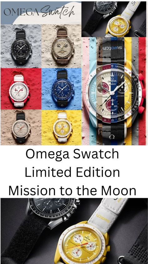 Omega Swatch Limited Edition Mission to the Moon Mission To The Moon Swatch, Moon Swatch, Swatch Omega Pluto, Swatch Omega Moonwatch, Moonswatch Mission To Mars, Swatch Omega Mission To The Moon, Swatch Moon Watch, Moon Missions, Back To Life