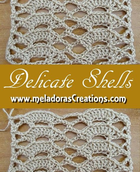 Delicate Shells Stitch PINEREST Shell Crochet Stitch, Shell Crochet, Crochet Shell Stitch, Crochet Geek, Fair Isles, Shell Stitch, Minecraft Pixel Art, Crochet Blog, Stitch Crochet