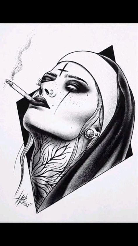 Tattoos Dark Art, Satanic Tattoos, Girl Face Tattoo, Evil Tattoos, Muster Tattoos, Creepy Tattoos, Tattoo Stencil Outline, Tattoo Style Drawings, Dark Art Tattoo