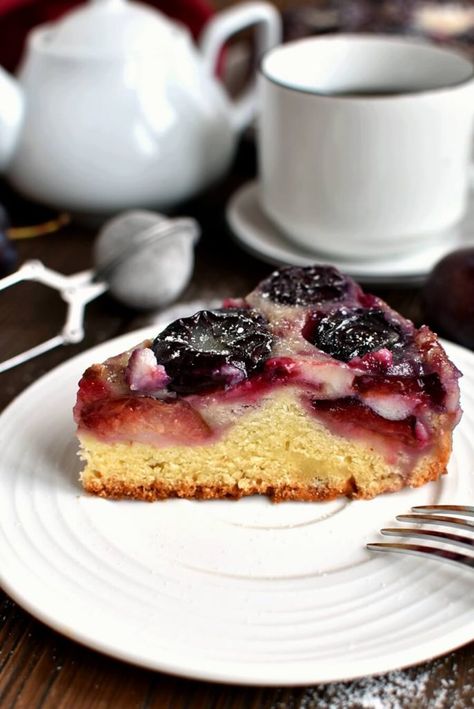 Spiced Plum Custard Cake Recipe - Cook.me Recipes Custard Cake Recipes, Custard Cake, Custard Filling, Creamed Eggs, Springform Pan, Cake Servings, Custard, Baking Pans, Mini Cheesecake