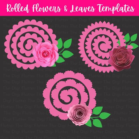 Flower Svg Free, Flower Cricut, Flowers Template, Rolled Flowers, Paper Rose Template, Rose Template, Flower Svg Files, Rose Svg, Rolled Paper Flowers