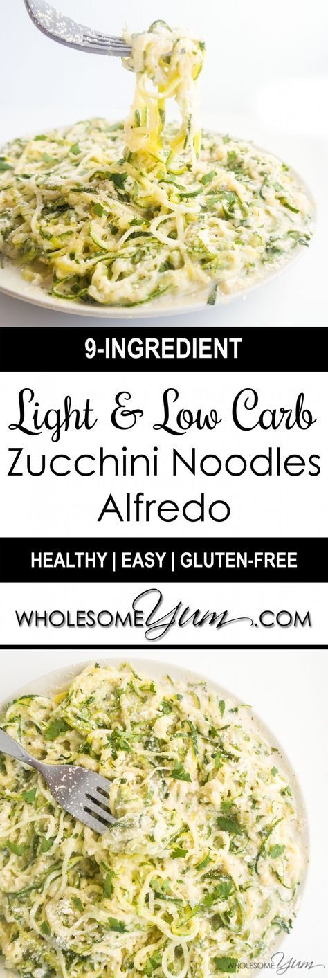 Light & Low Carb Zucchini Noodles Afredo (Gluten-free) Healthy Alfredo, Healthy Alfredo Sauce, Zucchini Noodles Recipe, Zoodles Recipe, Japanese Diet, Zucchini Noodle Recipes, Zoodle Recipes, Wholesome Yum, Veggie Noodles