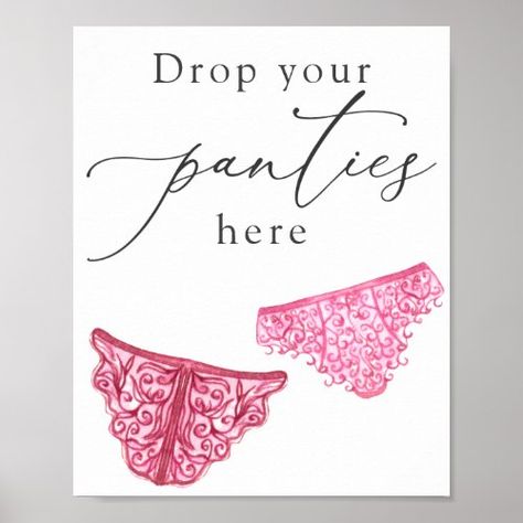 Lingerie Shower Drop Your Panties Here Sign for $11.10 - Bachelorette Craft Bachelorette Crafts, Bachelorette Party Supplies, Lingerie Shower, Lingerie Party, Create Sign, Hat Crafts, Gaming Wall Art, Invitation Design, Bachelorette Party