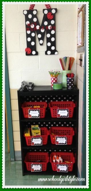 Red Classroom, Mickey Mouse Classroom, Polka Dot Classroom, Disney Themed Classroom, Disney Classroom, Ladybug Theme, Themed Classroom, Organization Decor, New Classroom