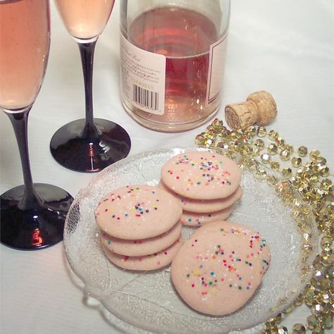 Champagne Cookies Champagne Cookies Recipe, Champagne Cookie, Champagne Cookies, Bottle Of Champagne, Festive Cookies, Candy Sprinkles, Soft Sugar Cookies, Italian Cookies, Fun Cookies