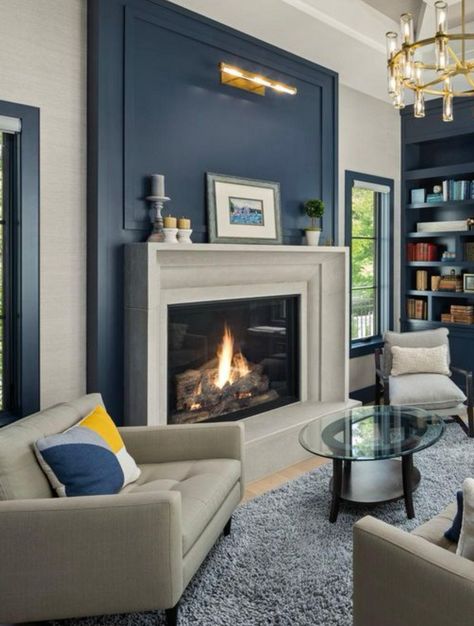 Blue Fireplace Surround, Blue Fireplace, Fireplace Surround, Fireplace Surrounds, Fireplace, Blue