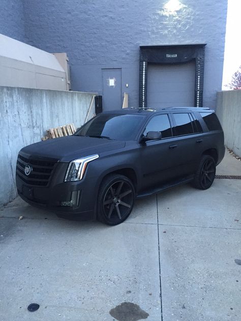 Murdered Out - Matte Black - 2016 Escalade Black Escalade, Dubai Illustration, Cars In Dubai, Suv Comparison, Donk Cars, Cadillac Ats, Dubai Luxury, Car Goals, Suv Trucks