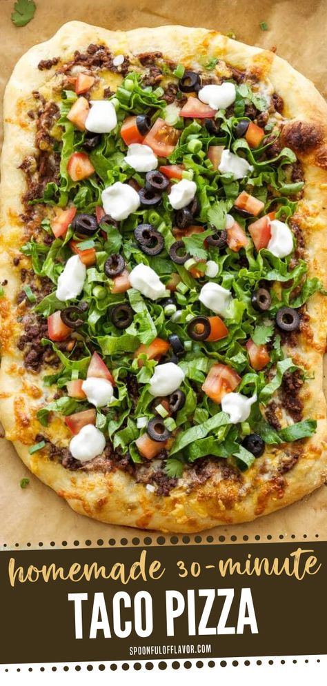 Homemade Taco Pizza Recipes, Homemade Taco Pizza, Taco Pizza Recipe, Taco Ring, Taco Pizza Recipes, Mexican Pizza Recipe, Fun Meals, Ooni Pizza, Pizza Ideas