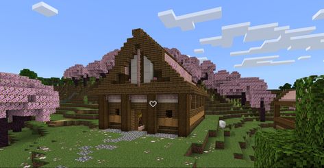 Cherry Wood Barn Minecraft, Cherry Barn Minecraft, Cherry Blossom Barn Minecraft, Minecraft Cherry Blossom, Cute Minecraft, Minecraft Decoration, Minecraft Inspo, Minecraft Decorations, Minecraft Builds