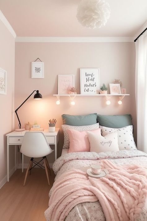 Small Bedroom Hacks, Small Room Makeover, Bedroom Ideas For Small Rooms Cozy, Dream Bedroom Inspiration, Dekorasi Kamar Tidur, Cute Bedroom Ideas, Cute Bedroom, Makeover Bedroom, Cozy Room Decor