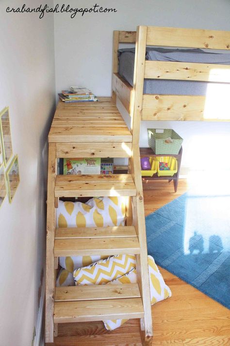 Toddler Loft Beds, White Loft Bed, Diy Loft Bed, White Loft, Bunk Beds With Stairs, Bunk Bed Designs, Boy Toddler, Kids Bed, Bed Diy