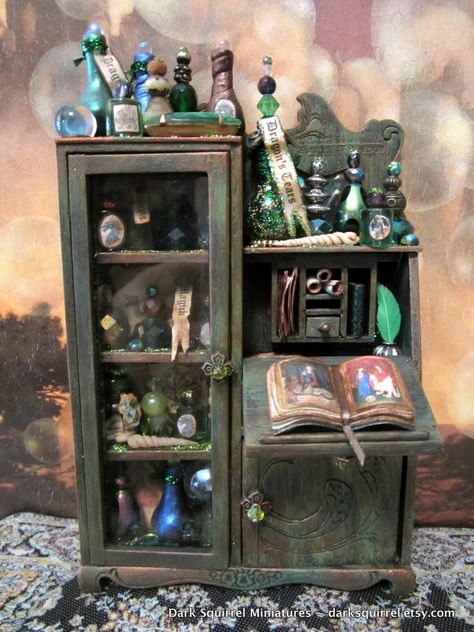 a witches cabinet pics | ... Miniature Asylum ~: Wizards, Witches and a sneak peek Halloween Shadow Box, Halloween Apothecary, Vitrine Miniature, Haunted Dollhouse, Fairy Furniture, Halloween Miniatures, Haunted Dolls, Miniature Rooms, Witch House