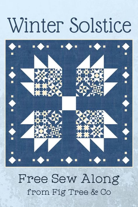 Turn scrappy ivory prints into a lovely winter quilt to keep you warm all season! This sew along includes free step-by-step instructions for 8 different blocks and the setting and sashing. Winter Solstice Quilt Pattern Free, Winter Quilt Patterns Free, Quilt Sashing Ideas, Winter Solstice Quilt, Solstice Quilt, Winter Quilts Patterns, Vintage Samplers, Tree Quilts, Winter Quilt