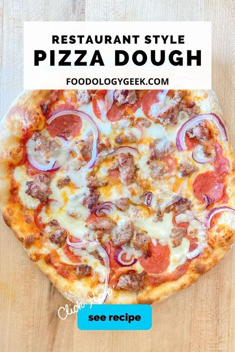 Sausage and pepperoni pizza on homemade pizza dough. Sicilian Style Pizza, Family Pizza Night, Hotdish Recipes, Upscale Restaurant, Meat Lovers Pizza, Best Pizza Dough, Pizza At Home, Cooking Pizza, Pizza Dough Recipe