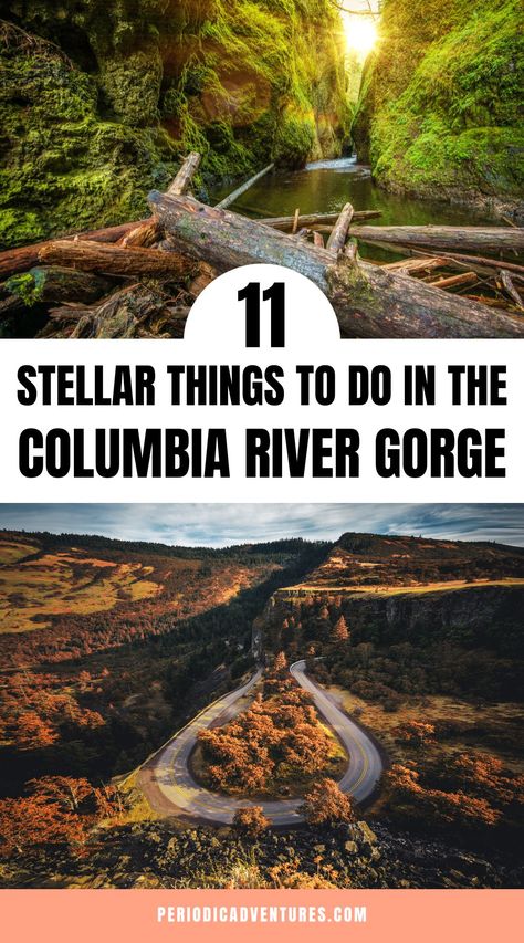 These 11 stellar things to do in the Columbia River Gorge will keep you nice and busy when visiting this area of Oregon and Washington including waterfalls in the area, hiking trails, top attractions, and small towns to visit along the Gorge. Columbia River Gorge Washington, Columbia River Gorge Waterfalls, Columbia Gorge Oregon, Columbia River Gorge Hikes, Washington Waterfalls, Oregon Hiking, Oregon Coast Vacation, Pacific Coast Road Trip, Columbia River Gorge Oregon