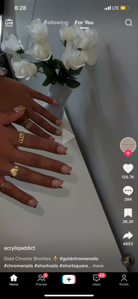 Gold Chrome French Tip Nails, Gold Chrome French Tip, Chrome French Tip Nails, Chrome French Tip, Chrome French, Gold Chrome Nails, Tip Nails, Gold Chrome, French Tip Nails