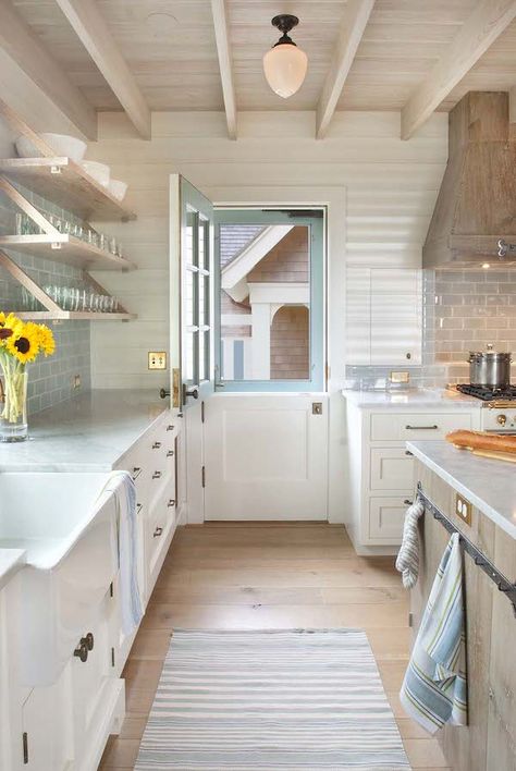 Dreaming of a Dutch Door {My New House} | The Inspired Room House Of Turquoise, Pretty Kitchen, Dutch Door, Wooden Floors, Kitchen Farmhouse, Kitchen Doors, Cottage Kitchen, White Cabinets, The Floor