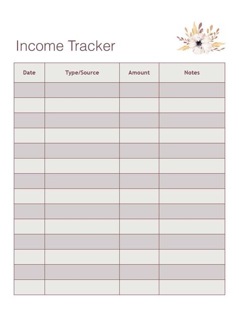 Keep track of your income with this free tracker printable Income Tracker Printable Free, Organization Papers, Saving Money Weekly, Tracker Printable Free, Minimalist Bujo, Work Printables, Daycare Organization, Business Tracker, Money Tracker