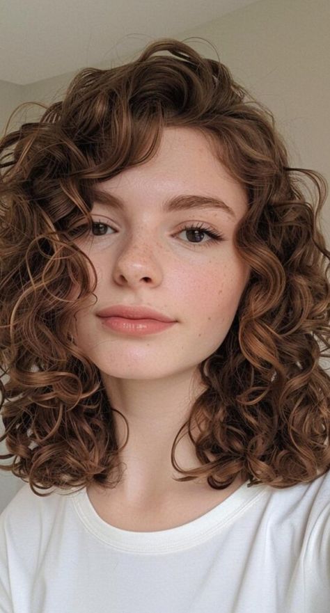 Dive into a collection of 24 medium curly hairstyles that are sure to inspire. These styles are tailored to highlight the beauty and versatility of curly hair. Short Curly Haircuts Back View, Medium Curly Bangs, Long Bob For Curly Hair Shoulder Length, Short Curly Haircuts Side Part, Short Curly Hair For White Women, Short Layered Curly Haircuts Messy Bob, Short Curly Haircuts Shoulder Length, Highlights For Short Curly Hair, Collar Bone Length Hair Curly