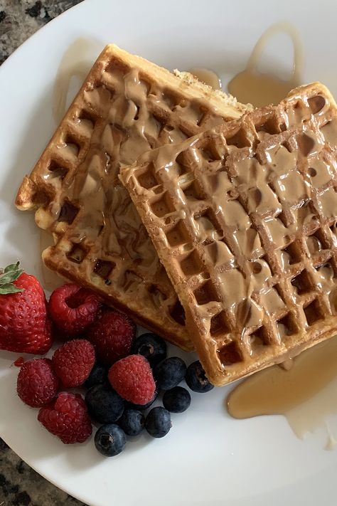 Peanut Butter Waffle Recipe, Waffles With Peanut Butter, Waffle With Peanut Butter, Waffles Peanut Butter, Peanut Butter Chocolate Chip Waffles, Banana Peanut Butter Waffles, Peanut Butter Waffle, Peanut Butter Sandwich Aesthetic, Egg And Peanut Butter Waffle